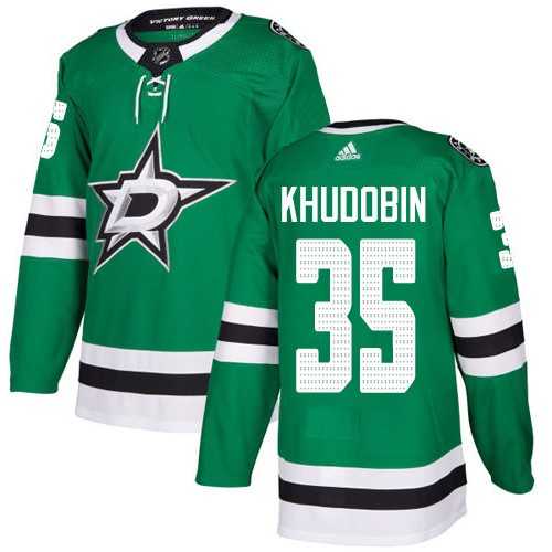Mens Dallas Stars #35 Anton Khudobin Green Stitched NHL Jersey Dzhi->->NHL Jersey